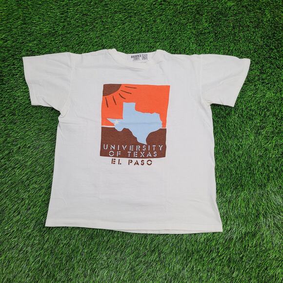 Vintage 80s University-of Texas Shirt Womens M 19x21 White - Picture 1 of 13